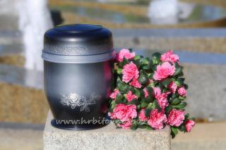 Urna hliníková granitová s růží (Pohřební urna)