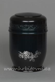 Urna hliníková zelenočerná s růží (Pohřební urna)