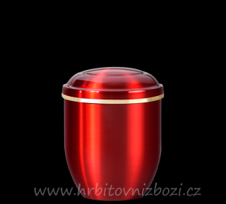 Urna mini měděná červená se zlatým páskem (Pohřební urna)