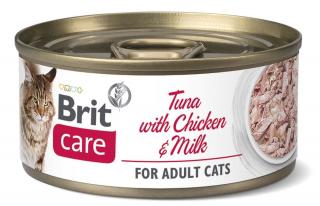 Brit Care Cat Tuna  Chicken with Milk 70g (Superprémiové krmivo pro dospělé kočky s tuňákem a kuřecími prsy)