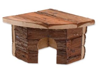 Domek SMALL ANIMAL rohový dřevěný s kůrou 16x16x11cm