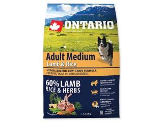 ONTARIO Adult Medium Lamb  Rice 2.25kg (Superprémiové krmivo s jehněčím masem a rýží pro dospělé psy středních plemen)