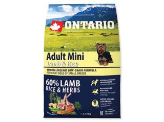 ONTARIO Adult Mini Lamb  Rice 2.25kg (Superprémiové krmivo s jehněčím masem a rýží pro dospělé psy malých a trpasličích plemen)