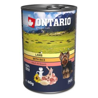 Ontario konzerva Dog Lamb, Rice and Sunflower Oil 400g