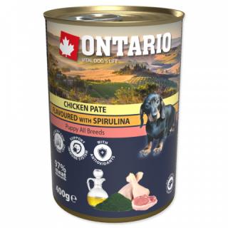 Ontario konzerva pro štěňata s kuřecím masem, spirulinou a lososovým olejem 400g