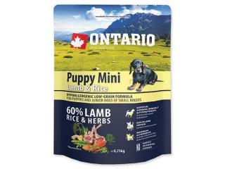 ONTARIO Puppy Mini Lamb  Rice 0.75kg (Superprémiové krmivo s jehněčím masem a rýží pro štěňata malých a trpasličích plemen)