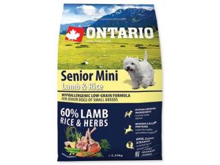 ONTARIO Senior Mini Lamb  Rice 2.25kg (Superprémiové krmivo s jehněčím masem a rýží pro psy malých a trpasličích plemen starších 8 let)