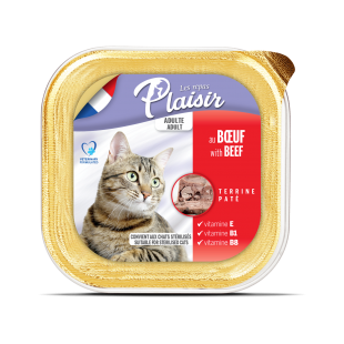 Plaisir cat vanička s hovězím 100g (Pro dospělé i kastrované kočky)