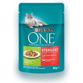 PURINA ONE Sterilecat minifiletky krůta a zelené fazolky 85g  (Kapsička pro kastrované kočky)