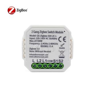 Mini ZigBee vypínač "bez nuly" - 2CH (Dvoukanálový ZigBee vypínač osvětlení)