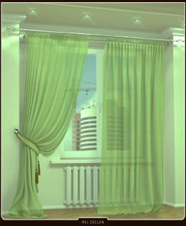 Elegantní voálová záclona LUXOR - hotový kus výška 70 až 370 cm, šířka 140 cm (Hotová záclona s tunýlkem jarní zelená.)