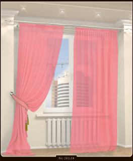 Elegantní voálová záclona LUXOR - hotový kus výška 70 až 370 cm, šířka 140 cm (Hotová záclona s tunýlkem růžová.)