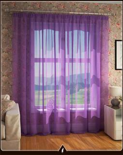Luxusní voálová záclona VICTORIE fialová , v. 70 až 290 cm, š. 300 cm až 500 cm (NOVINKA !!! Elegantní voálová záclona běžová !!! )