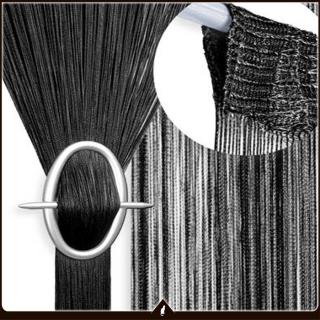 Provázková záclona, závěs s třásněmi - Lora š. 100 cm / v. 200 cm ( Kusová provázková záclona - černá !)