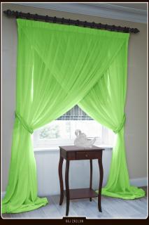 Voálová záclona hotová ELISS jarní zelená  - hotová záclona. (Voálová záclona s dekorativní stuhou na zavázání.)