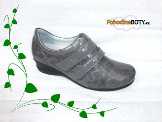 Dámská vycházková obuv na suchý zip šedá širší Vitaform (Vhodné na hallux)