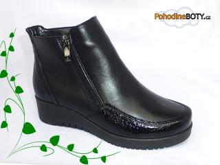 Dámské kotníkové boty elegantní černé lesk (Aldex vzor 322 kůže)