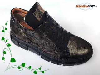 Dámské luxusní bronzové boty na platformě kůže Aldex (W-2292 černo-bronzové)