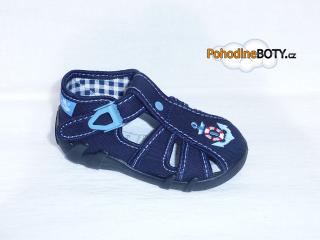 Kotníčkové textilní sandálky Renbut (Nazo tm. modré chlapecké)