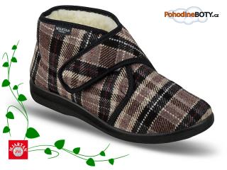 Pánská domácí obuv kotníkové papuče Mjartan (816 K93 suchý zip kožíšek)