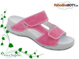 Zdravotní dámská pantofle Medistyle Mirka růžová (LM-T15/2/B kůže biaritz)