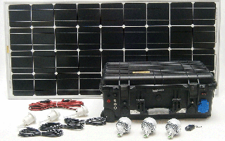 100W solární systém monokr.s akum.230V+12V+5V SO208