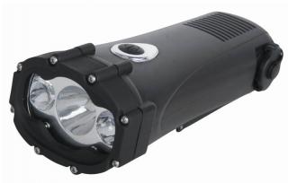 SHARK - Vodotěsné dynamo LED svítilna / nabíječka