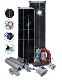 Solární sada 160 Watt PREMIUM solární moduly Multibusbar s MPPT regulátorem nabíjení Victron Energy pro obytné přívěsy