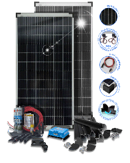 Solární sada 2 x 150 Watt PREMIUM Multibusbar solární moduly/MPPT regulátor nabíjení Victron Energy pro karavany
