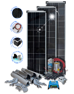 Solární sada 240 Watt PREMIUM solární moduly Multibusbar s MPPT regulátorem nabíjení Victron Energy pro obytné přívěsyí domy