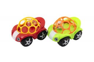 Autíčko pro nejmenší s míčkem | plast | 10m+ (Barevné plastové auto pro miminko s chrastítkem )
