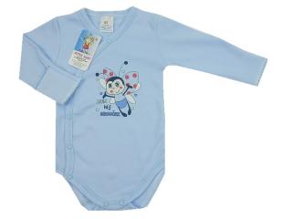 Body s dlouhým rukávem | modré Brouček | Autex Baby | velikost 44 (Kojenecké barevné bodýčko pro miminko s českým nápisem ze 100% bavlny)