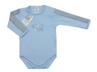 Body s dlouhým rukávem | modré s potiskem | Autex Baby | velikost 68 (Kojenecké barevné bodýčko pro miminko ze 100% bavlny)