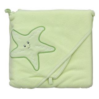 Froté ručník s kapucí a žínkou | Scarlett | zelený hvězda (Sada froté ručníku se žínkou pro koupání miminka)