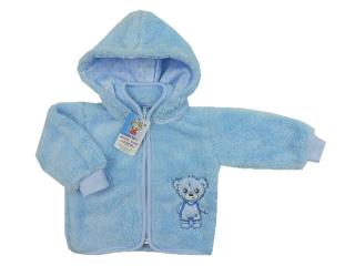 Kabátek Lama pro miminko | modrý | Autex Baby | velikost 80 (Hřejivý zimní kabátek s odepínací kapucí a obrázkem medvídka)