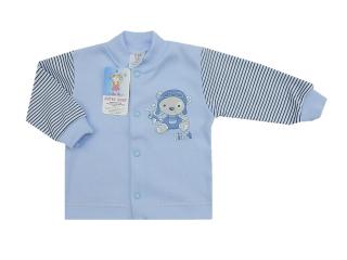 Kojenecký kabátek | modrý s potiskem | Autex Baby | velikost 68 (Barevný kabátek s dlouhým rukávem pro miminko ze 100% bavlny)