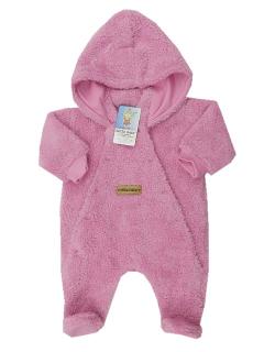 Kombinéza Lama pro miminko | růžová | Autex Baby | velikost 56 (Hřejivý zimní overal s odepínací kapucí)