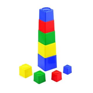 Kubus pyramida | skládanka | hranatá | 9 ks | 12m+ (Dětské skládací kostky na stavění komínů)