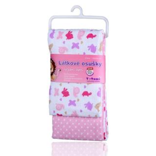 Látkové osušky | 80 x 100 cm | T-Tomi | růžoví šneci | 2 ks (Látková osuška pro miminko z bavlny a flanelu)