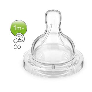 Náhradní dudlík Anti-colic | Philips Avent | 2 otvory | 1m+ | 2 ks (Savička s pomalým průtokem na kojenecké láhve Classic a Anti-colic)