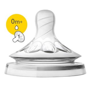 Náhradní dudlík Natural 1 | Philips Avent | 1 otvor | 0+ | 2 ks (Novorozenecká savička na kojenecké láhve Avent Natural)