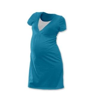 Noční košile pro těhotné a kojící | krátký rukáv | petrolejová | M/L (Noční košile Jožánek pro těhotné a kojící matky)