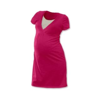 Noční košile pro těhotné a kojící | krátký rukáv | sytě růžová | L/XL (Noční košile Jožánek pro těhotné a kojící )