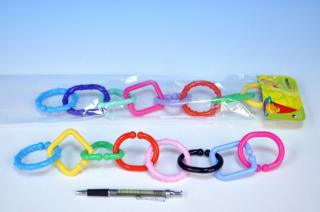 Řetěz zábrana | Profibaby | plast | 8 ks | 0m+ (Barevné spojovací tvary, které vytvoří plastový řetěz pro miminko)