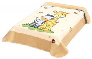 Španělská deka žirafa 637 | 80 x 110 cm | béžová (Španělská akrylová deka pro miminka z příjemného materiálu)