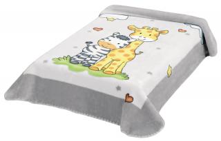 Španělská deka žirafa 637 | 80 x 110 cm | šedá (Španělská akrylová deka pro miminka z příjemného materiálu)