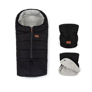 Zimní set fusak Jibot 3v1 a rukavice | PetiteMars | Black | černý (Nastavitelný zimní fusak a hřejivé rukavice zajistí pohodlí a teplo během chladného období)