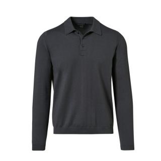 Porsche Design LONG SLEEVE POLO tmavě šedá asfaltová/asphalt grey