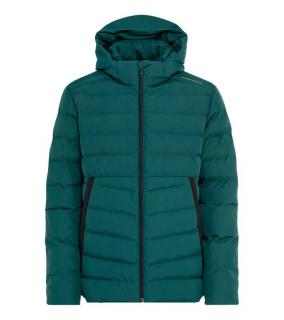 PORSCHE DESIGN Padded Jacket Bunda prošívaná zimní vyteplená tmavě zelená (Teplá prošívaná bunda pro muže se sportovní odepínací kapucí. Vodoodpudivé a větruodolné, s udržitelným polstrováním bez peří)
