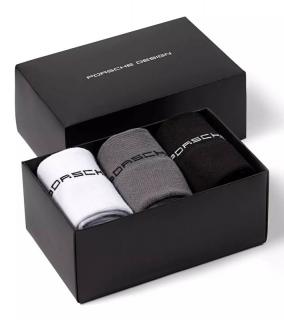 PORSCHE DESIGN Socks Sportovní ponožky 3 páry černá šedá bílá